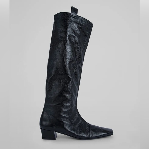 By Far Remy Crinkle Patent Leather Tall Boots - Picture 2 of 8